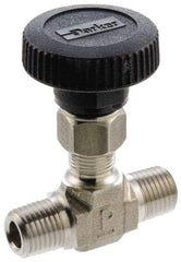 Parker - 5,000 Max psi, 3/8" Pipe, 316 Grade Stainless Steel, Inline Instrumentation Needle Valve - MNPT x MNPT End Connections - USA Tool & Supply