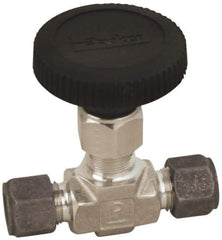 Parker - 5,000 Max psi, 1/8" Pipe, 316 Grade Stainless Steel, Inline Instrumentation Needle Valve - Compression x Compression CPI End Connections - USA Tool & Supply