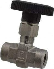 Parker - 5,000 Max psi, 1/4" Pipe, 316 Grade Stainless Steel, Inline Instrumentation Needle Valve - FNPT x FNPT End Connections - USA Tool & Supply