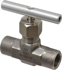 Parker - 5,000 Max psi, 3/8" Pipe, 316 Grade Stainless Steel, Inline Instrumentation Needle Valve - FNPT x FNPT End Connections - USA Tool & Supply