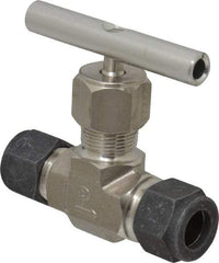 Parker - 5,000 Max psi, 1/2" Pipe, 316 Grade Stainless Steel, Inline Instrumentation Needle Valve - Compression x Compression CPI End Connections - USA Tool & Supply