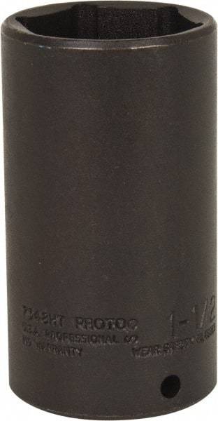 Proto - 1/2" Drive 1-1/2" Deep Thin Wall Impact Socket - 6 Points, 3-1/2" OAL - USA Tool & Supply
