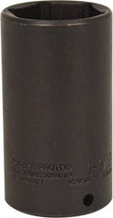 Proto - 1/2" Drive 1-1/2" Deep Thin Wall Impact Socket - 6 Points, 3-1/2" OAL - USA Tool & Supply