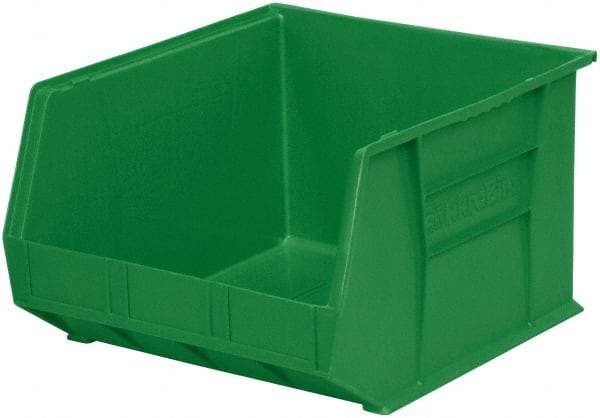 Akro-Mils - 75 Lb. Load Capacity, 18" Deep, Green Polymer Hopper Stacking Bin - 11" High x 16-1/2" Wide x 18" Long - USA Tool & Supply