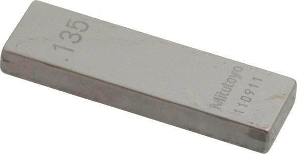 Mitutoyo - 0.135" Rectangular Steel Gage Block - Accuracy Grade 0, Includes Certificate of Inspection - USA Tool & Supply