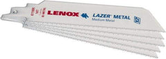 Lenox - 6" Long x 1" Thick, Bi-Metal Reciprocating Saw Blade - Straight Profile, 18 TPI, Toothed Edge - USA Tool & Supply