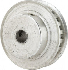 Power Drive - 22 Tooth, 1/4" Inside x 1.381" Outside Diam, Hub & Flange Timing Belt Pulley - 1/4" Belt Width, 1.401" Pitch Diam, 0.438" Face Width, Aluminum - USA Tool & Supply