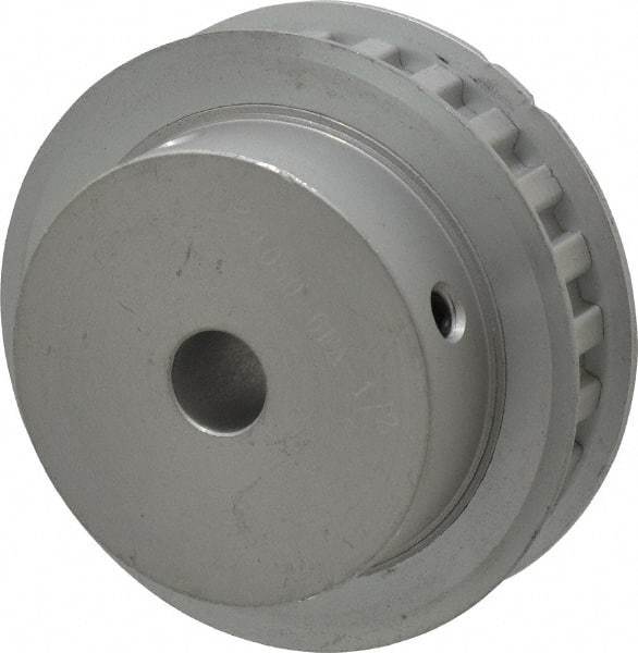 Power Drive - 24 Tooth, 1/2" Inside x 2.835" Outside Diam, Hub & Flange Timing Belt Pulley - 1/2" Belt Width, 2.865" Pitch Diam, 3/4" Face Width, Aluminum - USA Tool & Supply