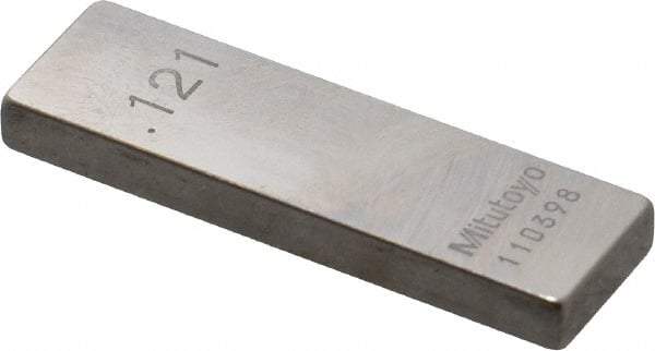 Mitutoyo - 0.121" Rectangular Steel Gage Block - Accuracy Grade 0, Includes Certificate of Inspection - USA Tool & Supply