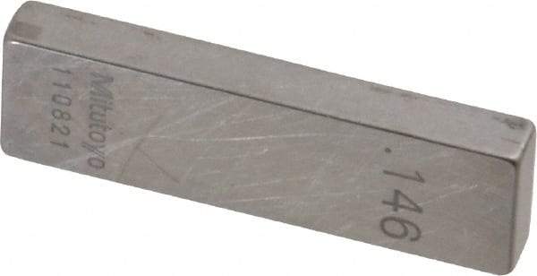 Mitutoyo - 0.146" Rectangular Steel Gage Block - Accuracy Grade 0, Includes Certificate of Inspection - USA Tool & Supply