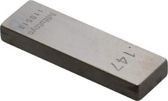 Mitutoyo - 0.147" Rectangular Steel Gage Block - Accuracy Grade 0, Includes Certificate of Inspection - USA Tool & Supply