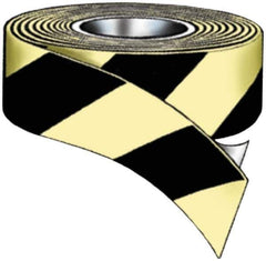 NMC - Glow & Black Striped Vinyl Tape - 1" Wide x 100' Long x 0.02" Thick, General Traffic - USA Tool & Supply