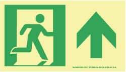NMC - Forward Arrow, Right Side Stick Figure in Doorway (Graphic), Plastic Exit Sign - 8" Wide x 4-1/2" High, Glow-in-the-Dark - USA Tool & Supply