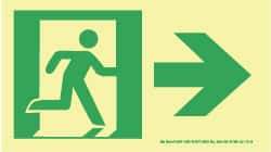 NMC - Right Arrow, Right Side Stick Figure in Doorway (Graphic), Plastic Exit Sign - 8" Wide x 4-1/2" High, Glow-in-the-Dark - USA Tool & Supply