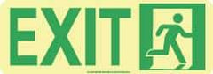 NMC - Exit, Polyester Exit Sign - 13" Wide x 4-1/2" High, Glow-in-the-Dark - USA Tool & Supply