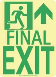 NMC - Final Exit, Polyester Exit Sign - 8" Wide x 11" High, Glow-in-the-Dark - USA Tool & Supply