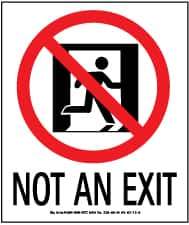NMC - Not an Exit, Polyester Exit Sign - 5-1/2" Wide x 6-1/2" High, Glow-in-the-Dark - USA Tool & Supply