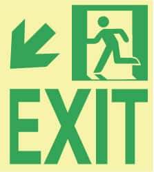 NMC - Exit, Polyester Exit Sign - 8" Wide x 9" High, Glow-in-the-Dark - USA Tool & Supply