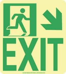 NMC - Exit, Polyester Exit Sign - 8" Wide x 9" High, Glow-in-the-Dark - USA Tool & Supply