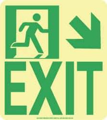 NMC - Exit, Polyester Exit Sign - 8" Wide x 9" High, Glow-in-the-Dark - USA Tool & Supply