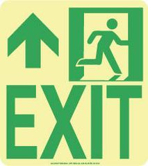 NMC - Exit, Polyester Exit Sign - 8" Wide x 9" High, Glow-in-the-Dark - USA Tool & Supply