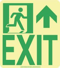 NMC - Exit, Polyester Exit Sign - 8" Wide x 9" High, Glow-in-the-Dark - USA Tool & Supply
