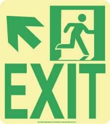 NMC - Exit, Polyester Exit Sign - 8" Wide x 9" High, Glow-in-the-Dark - USA Tool & Supply
