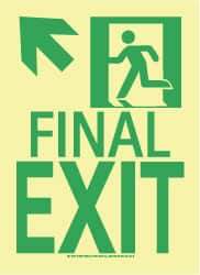 NMC - Final Exit, Plastic Exit Sign - 8" Wide x 11" High, Glow-in-the-Dark - USA Tool & Supply