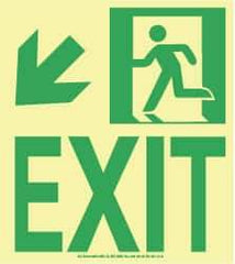 NMC - Exit, Plastic Exit Sign - 8" Wide x 9" High, Glow-in-the-Dark - USA Tool & Supply