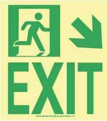 NMC - Exit, Plastic Exit Sign - 8" Wide x 9" High, Glow-in-the-Dark - USA Tool & Supply