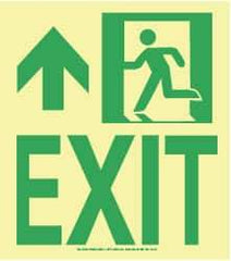 NMC - Exit, Plastic Exit Sign - 8" Wide x 9" High, Glow-in-the-Dark - USA Tool & Supply