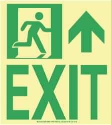 NMC - Exit, Plastic Exit Sign - 8" Wide x 9" High, Glow-in-the-Dark - USA Tool & Supply