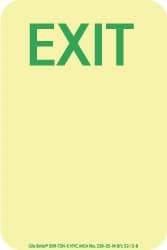 NMC - Exit, Polyester Exit Sign - 4" Wide x 6" High, Glow-in-the-Dark - USA Tool & Supply