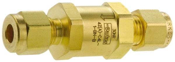 Parker - 3/4" Brass Check Valve - Inline, Comp x Comp, 3,000 WOG - USA Tool & Supply