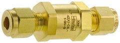 Parker - 1/8" Brass Check Valve - Inline, Comp x Comp, 3,000 WOG - USA Tool & Supply