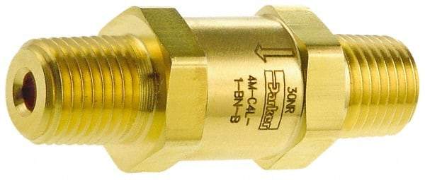 Parker - 3/4" Brass Check Valve - Inline, MNPT x MNPT, 3,000 WOG - USA Tool & Supply