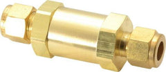 Parker - 3/8" Brass Check Valve - Inline, Comp x Comp, 3,000 WOG - USA Tool & Supply