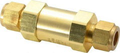 Parker - 1/2" Brass Check Valve - Inline, Comp x Comp, 3,000 WOG - USA Tool & Supply