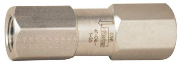 Parker - 1/8" Stainless Steel Check Valve - Inline, FNPT x FNPT, 6,000 WOG - USA Tool & Supply