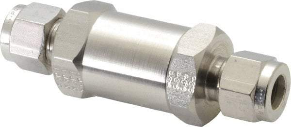 Parker - 3/8" Stainless Steel Check Valve - Inline, Comp x Comp, 6,000 WOG - USA Tool & Supply