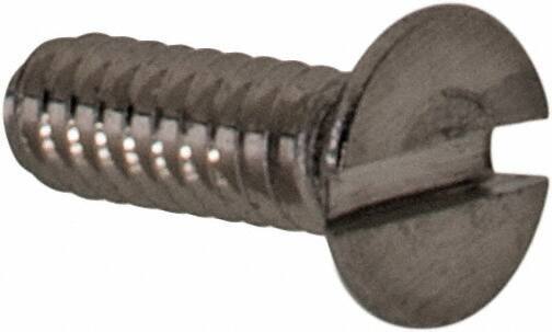 Value Collection - M1.6x0.35 Metric Coarse, 5mm OAL Slotted Drive Machine Screw - Flat Head, Grade 18-8 & A2 Stainless Steel, Uncoated, Without Washer - USA Tool & Supply