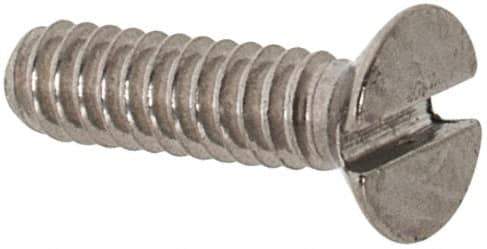 Value Collection - M1.6x0.35 Metric Coarse, 6mm OAL Slotted Drive Machine Screw - Flat Head, Grade 18-8 & A2 Stainless Steel, Uncoated, Without Washer - USA Tool & Supply