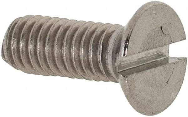 Value Collection - M3.5x0.60 Metric Coarse, 10mm OAL Slotted Drive Machine Screw - Flat Head, Grade 18-8 & A2 Stainless Steel, Uncoated, Without Washer - USA Tool & Supply