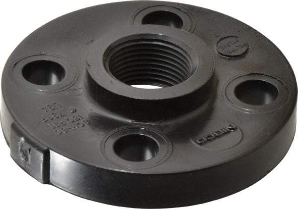 NIBCO - 1" Pipe, 4-1/2" OD, Polypropylene Threaded Pipe Flange - Schedule 80, Black - USA Tool & Supply