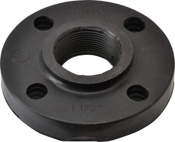 NIBCO - 1-1/2" Pipe, 5" OD, Polypropylene Threaded Pipe Flange - Schedule 80, Black - USA Tool & Supply