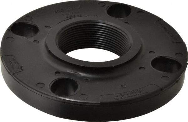 NIBCO - 2" Pipe, 6" OD, Polypropylene Threaded Pipe Flange - Schedule 80, Black - USA Tool & Supply