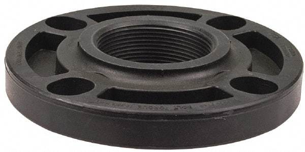 NIBCO - 4" Pipe, 9" OD, Polypropylene Threaded Pipe Flange - Schedule 80, Black - USA Tool & Supply