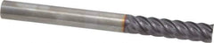 Niagara Cutter - 3/8", 1-1/2" LOC, 3/8" Shank Diam, 4" OAL, 5 Flute, Solid Carbide Square End Mill - Single End, TiAlN Finish, Spiral Flute, 45° Helix, Centercutting, Right Hand Cut, Right Hand Flute, Series S545 - USA Tool & Supply