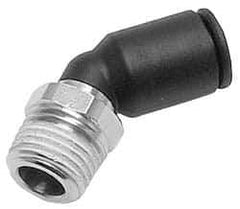 Legris - 12mm OD, 1/4 BSPT, Nylon/Nickel Plated Brass Push-to-Connect Male Elbow 45° - 290 Max psi - USA Tool & Supply