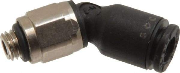 Legris - 4mm OD, M5x0.8 Metric, Nylon/Nickel Plated Brass Push-to-Connect Male Elbow 45° - 290 Max psi - USA Tool & Supply